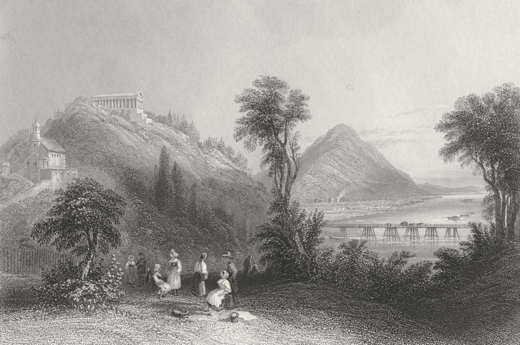 GERMANY. Walhalla, Ratisbon. Bartlett bridge Trees  1840 old antique print